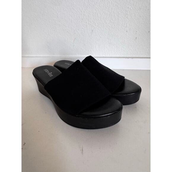 Stevies Black Platform Slide Sandals Wedge Slip On Shoes Size 3 Y2K - Picture 7 of 7